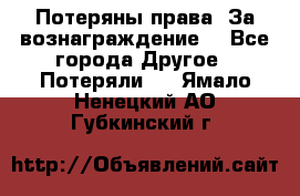 Потеряны права. За вознаграждение. - Все города Другое » Потеряли   . Ямало-Ненецкий АО,Губкинский г.